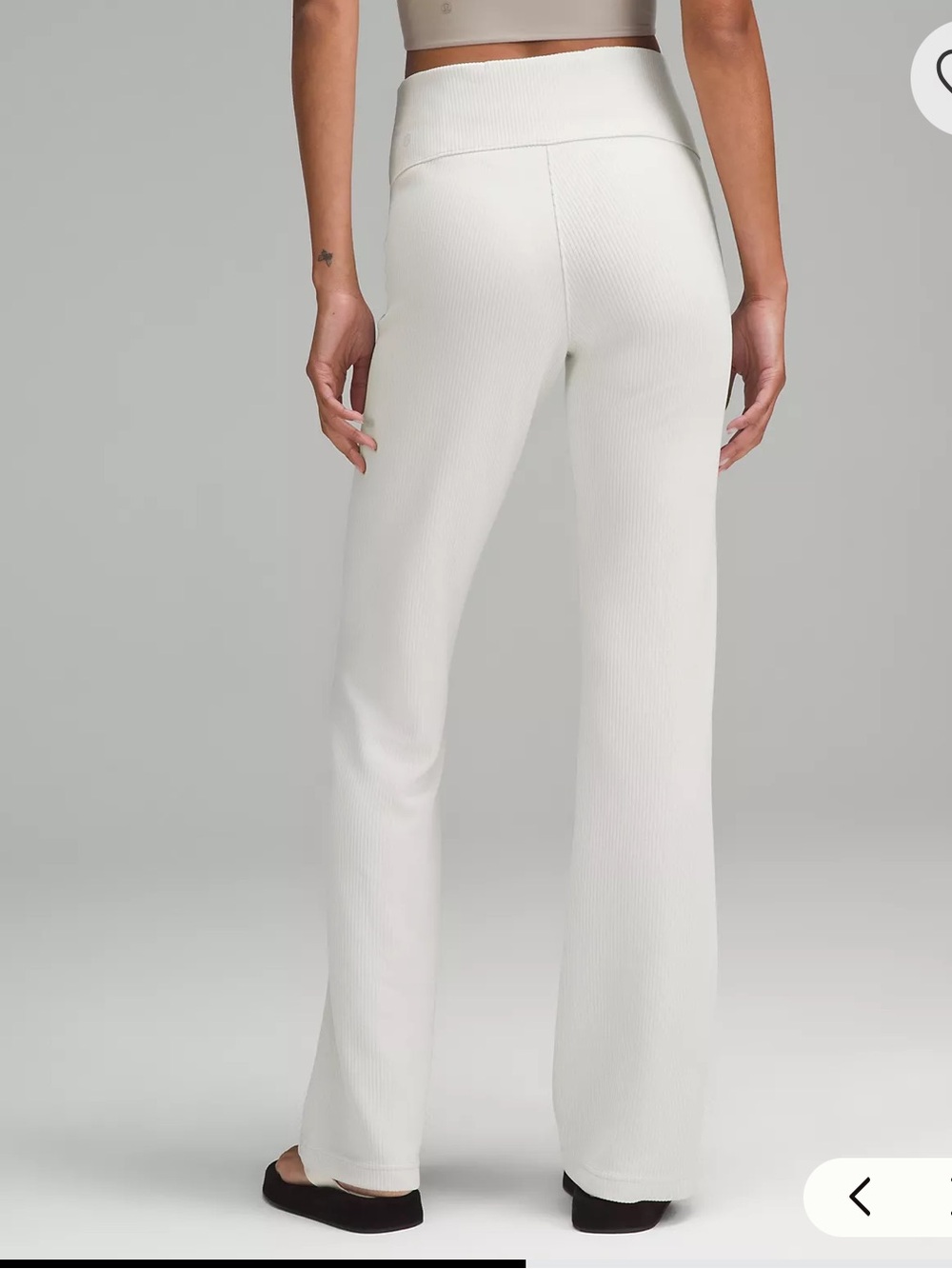 Lululemon Ribbed Softstreme Flared Pants Bone Off White Size 4 Tall 35" Inseam - Picture 2 of 11